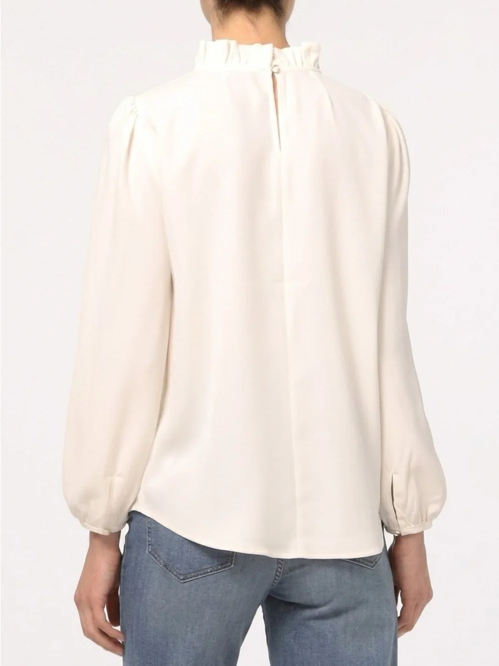 J.Crew NWOT Long Sleeve Ruffleneck Top 365 Crepe Cream M